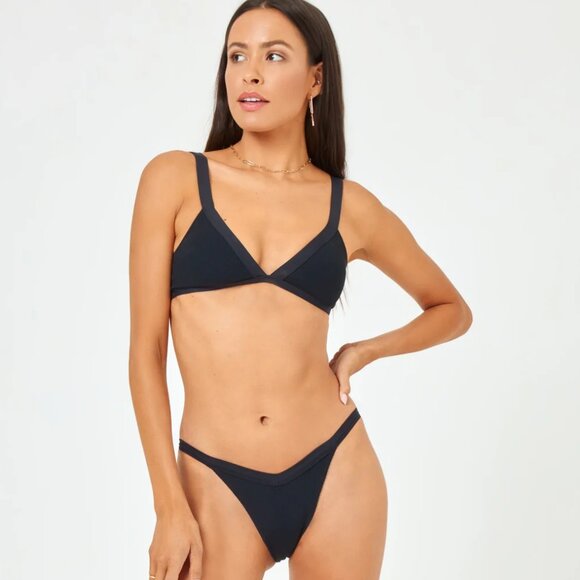 NWT L Space Ribbed Winona Bikini Bottom in Black Size Medium - Picture 1 of 5